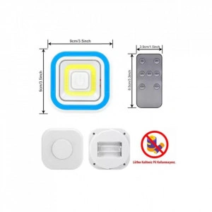 Set 3 lampi LED fara fir, autoadezive, cu telecomanda, 9x9x2.5 cm - Img 2