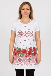 Sort bucatarie motiv traditional, din bumbac, cu maci