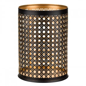 Suport lumanare/flori artificiale din metal, negru/auriu, M1