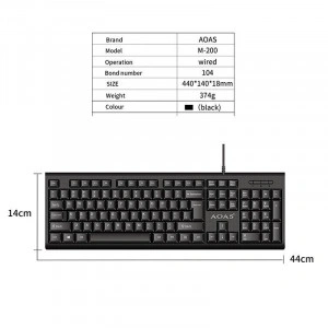 Tastatura cu fir, neagra, AOAS M-200 - Img 5