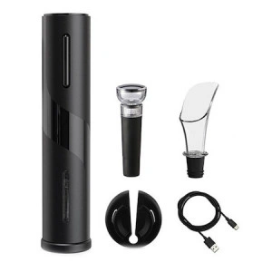 Tirbuson electric, BluSmart, reincarcabil, Inox/ABS, accesoriu taiat folie, aerator, dop, USB
