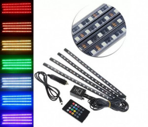 Banda LED auto, lumini ambientale, telecomanda, jocuri de lumini, kit complet instalare - Img 7