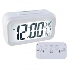 Ceas digital LCD, senzor pentru iluminare, alarma, termometru, calendar - Img 2