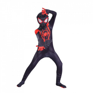 Costum carnaval negru-roșu cu mască – model erou urban, copil - Img 2