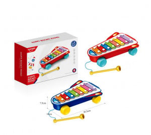 Jucarie de tras cu xilofon Happy Rocket Piano