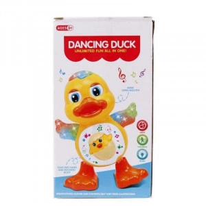 Jucarie interactiva ratusca dansatoare, galben, cu sunete si lumini, 28cm - Img 2