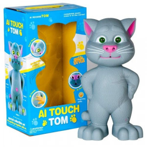 Jucarie vorbitoare, lumini led si atingeri senzoriale,Talking Tom Gri, 30 cm - Img 3