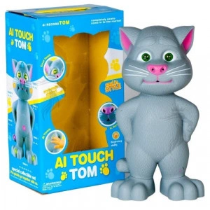 Jucarie vorbitoare, lumini led si atingeri senzoriale,Talking Tom Gri, 30 cm - Img 3