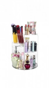 Organizator de produse cosmetice si ingrijire personala, rotativ 360 grade, material rezistent, transparent - Img 5