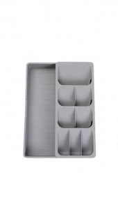 Organizator tacamuri pentru sertar, 9 compartimente, stocare extensibila, montabil in sertar de bucatarie, 40x30x5.5cm - Img 5