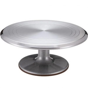 Platou rotativ pentru ornat torturi, cofetărie și patiserie, aliaj de aluminiu, bază antiaderentă, stabil, ușor de curățat, 30 cm, 1.8 kg - Img 1