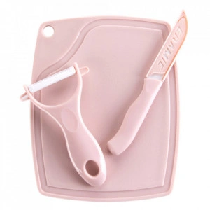 Set 3 piese, cutite ceramica , Roz