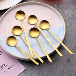 Set 6 lingurite aurii cu maner lung - Img 2
