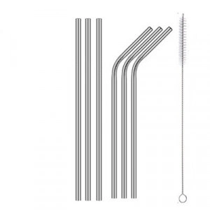 Set 6 paie reutilizabile metal si perie curatare, argntiu