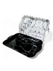 Tava din plastic dur, 33x22,5 cm , model marmura neagra cu alb efect lucios - Img 2