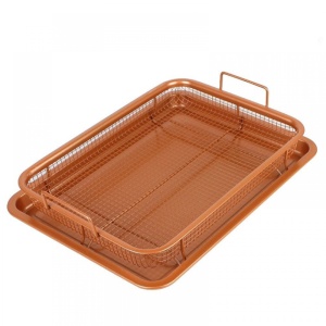 Tava gatire alimente fara ulei, coacere uniforma, antiaderenta, 32,5x24,5x8 cm, aramiu