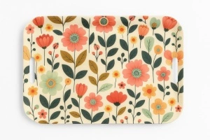 Tavă plastic dur, model floral 2, 37x25,5x3 cm