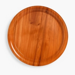 Tavă rotundă plastic dur 35 cm, model lemn