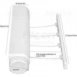 Uscator retractabil de perete pentru rufe cu 4 sfori, 3,2 m - Img 3