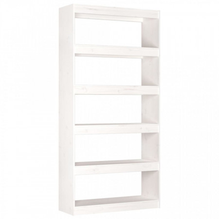 Bibliotecă/Separator cameră, alb, 80x30x167,4 cm lemn masiv pin - V808199V