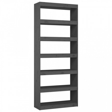 Bibliotecă/Separator cameră, gri, 80x30x199,5 cm lemn masiv pin - V808205V