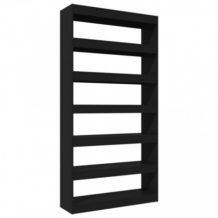 Bibliotecă/Separator cameră, negru, 100x30x198 cm, lemn - V811773V