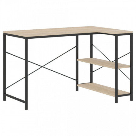 Birou de computer, negru/stejar, 110x72x70 cm, lemn prelucrat - V30215V
