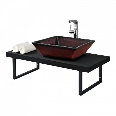 Blat pentru lavoar ABBR-78xxS, 100 x 45 x 30 cm, PAL//metal, negru mat / negru mat, cu suport metalic - P71649883