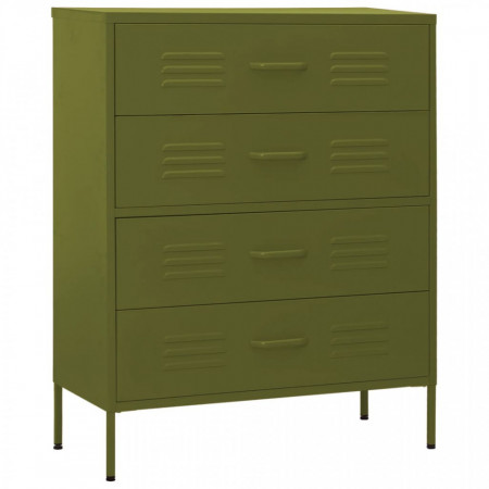 Comodă cu sertare, verde măsliniu, 80x35x101,5 cm oțel - V336198V