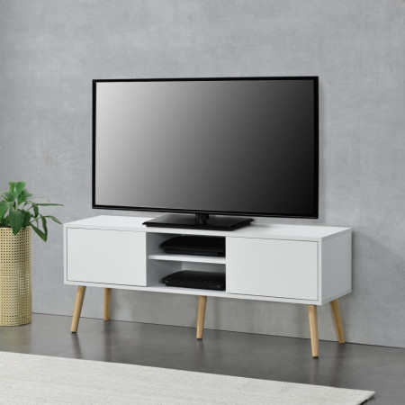 Comoda TV alb/efect lemn stejar - P73649702