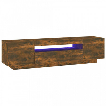 Comodă TV cu lumini LED, stejar fumuriu, 160x35x40 cm - V815726V