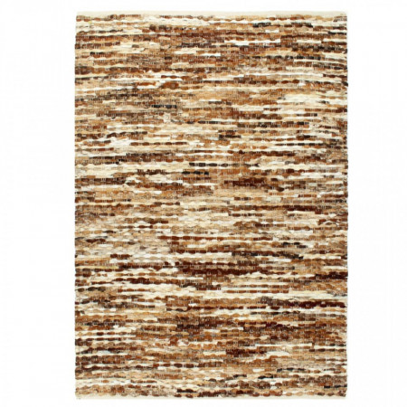 Covor din piele naturala cu par, maro/alb, 160 x 230 cm - V134409V