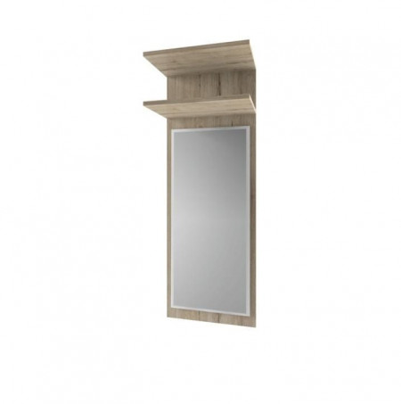 Cuier de perete, panel cu oglindă si raft, alb, 40x25x110 cm - TP185579