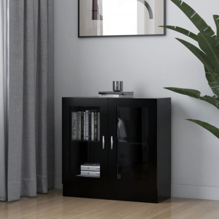 Dulap cu vitrina, negru, 82,5 x 30,5 x 80 cm, PAL - V802742V