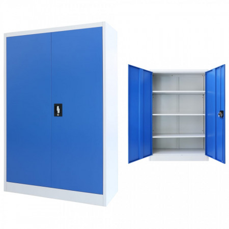 Dulap de birou, metal, 90 x 40 x 140 cm, gri si albastru - V245977V