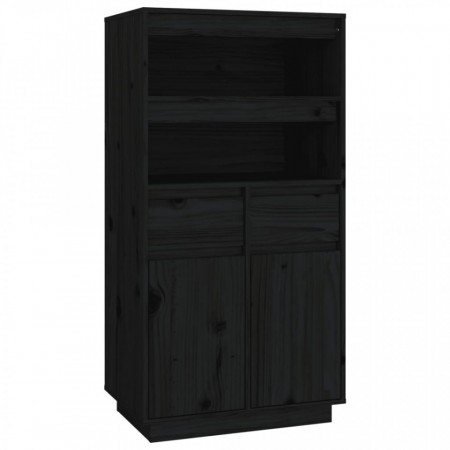 Dulap înalt, negru, 60x40x116,5 cm, lemn masiv de pin - V814538V