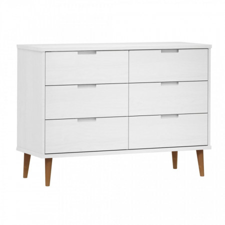 Dulap TV alb, 113x40x80 cm, din lemn masiv de pin - V350508V