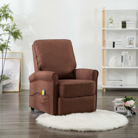 Fotoliu de masaj rabatabil, maro, material textil - V248672V