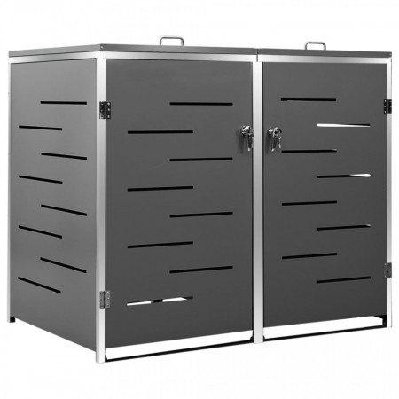 Magazie pentru două pubele, 138x77,5x115,5 cm, oțel inoxidabil - V149555V