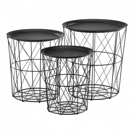 Masuta cafea, set 3 buc masuri diferite, negru - P66801069