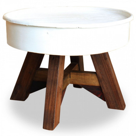 Masuta de cafea, alb, 60 x 45 cm, lemn masiv reciclat - V244820V