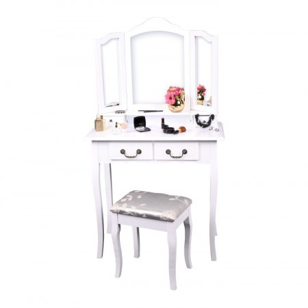 Măsuţă de toaletă cu scaun, alb, 80 cm - TP228277