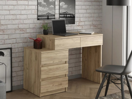 MBBIAR2 - Birou 113 cm, Stanga/Dreapta, masa de calculator cu 5 sertare, office - Stejar