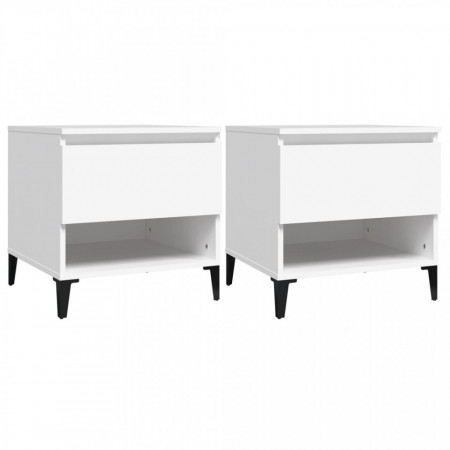 Mese laterale, 2 buc., alb, 50x46x50 cm, lemn compozit - V819549V