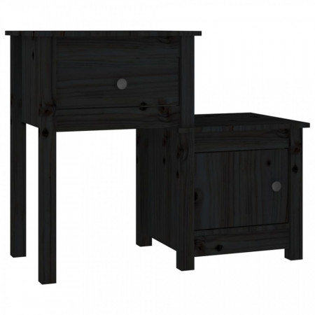 Noptieră, negru, 79,5x38x65,5 cm, lemn masiv de pin - V814547V