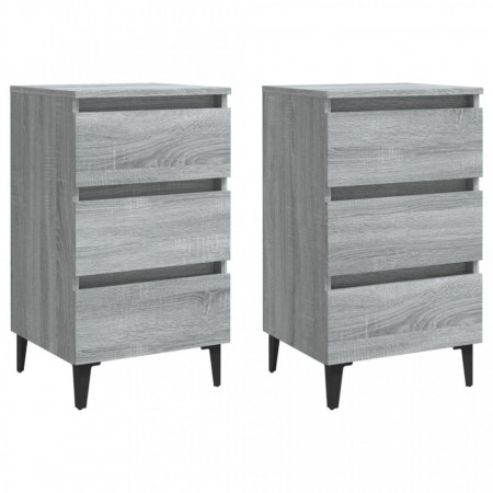 Noptiere cu picioare metalice 2 buc. gri sonoma, 40x35x69 cm - V813143V