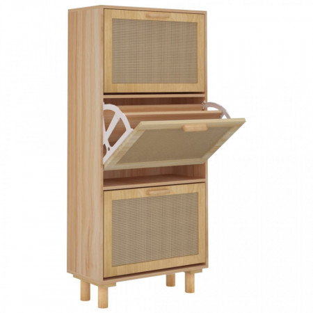 Pantofar, maro, 52x25x115 cm, lemn prelucrat și ratan natural - V345650V