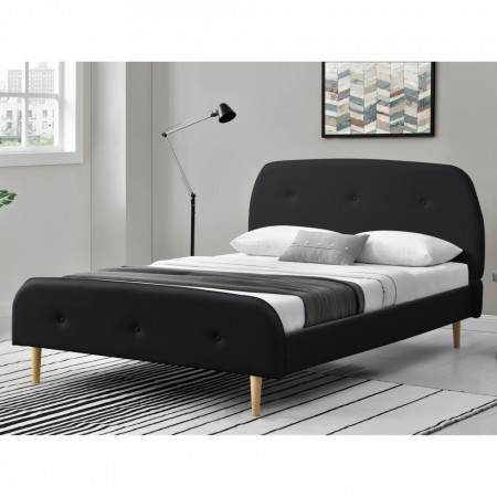 Pat tapitat dublu, 214 x 154 x 103 cm, imitatie piele, negru mat - P71152636