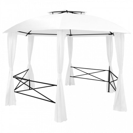Pavilion de grădină cu perdele, alb, 360x312x265 cm, 180 g/m² - V312234V