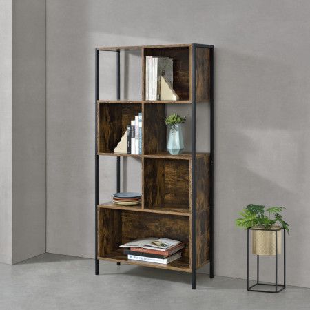 Raft, biblioteca, 153,5 x 73 x 30 cm, negru/maro - P77015988
